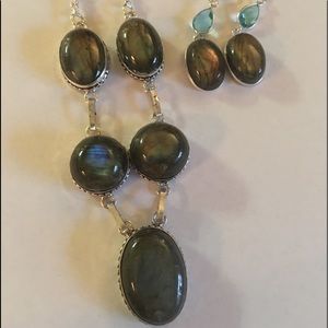 Labradorite Necklace &Lab/Blue Topaz Ear